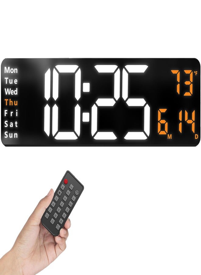 Opis Technology Opis Clock 1 (XXL 16'' White & Orange): The Colorful Retro Rectangular Digital Wall Clock, Digital Clock with Date and Day of Week, Wall Clock with Temperature, Timer and Counter - Image 1